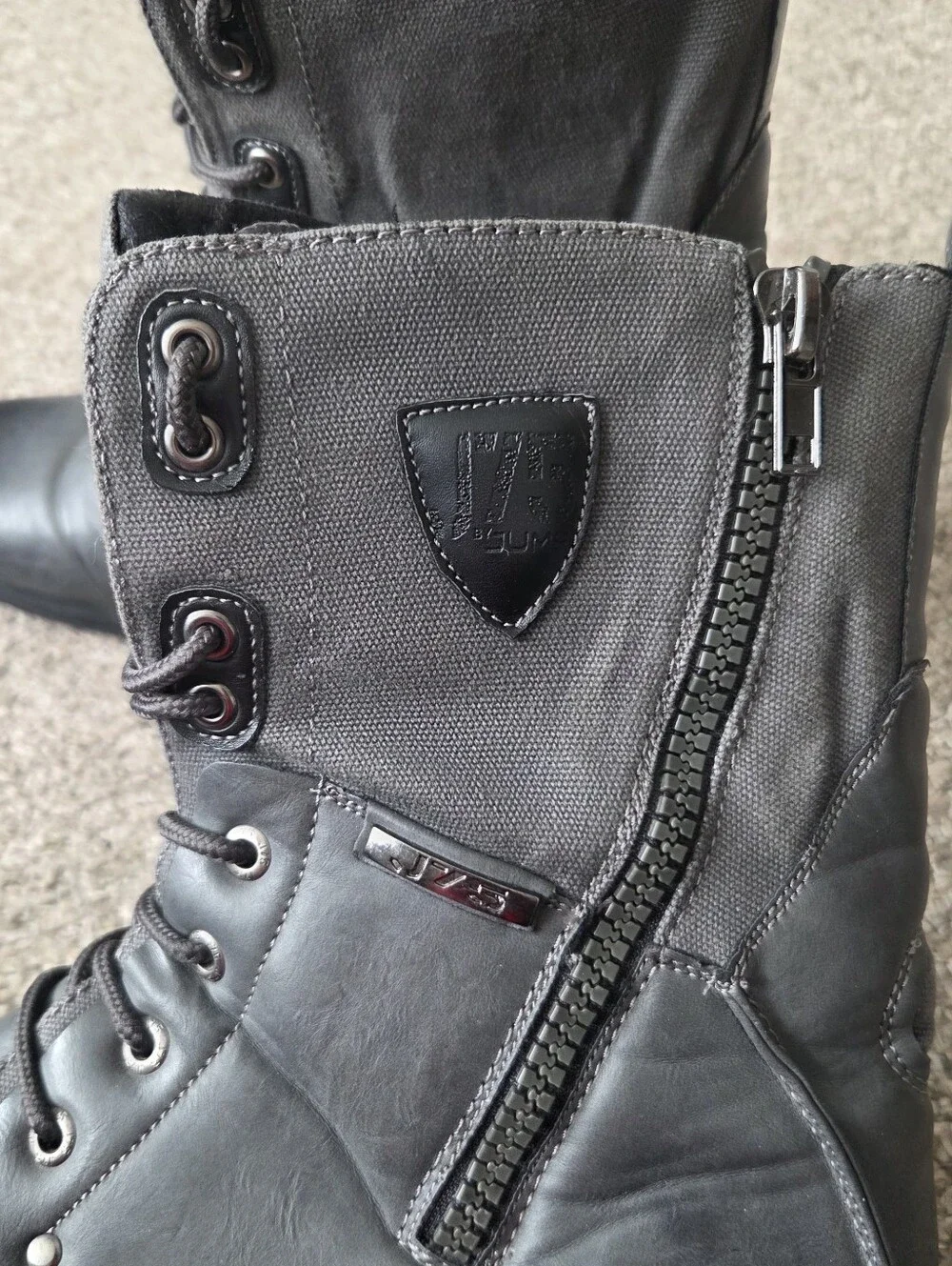J75 Thunder by Jump Men's Gray Combat Boot Lace-Up Side Zip Tactical Size 12